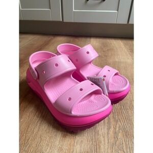 Crocs Mega Crush Matte Sandal Pink Juice Platform Two Strap Slide NEW 210884-6WZ